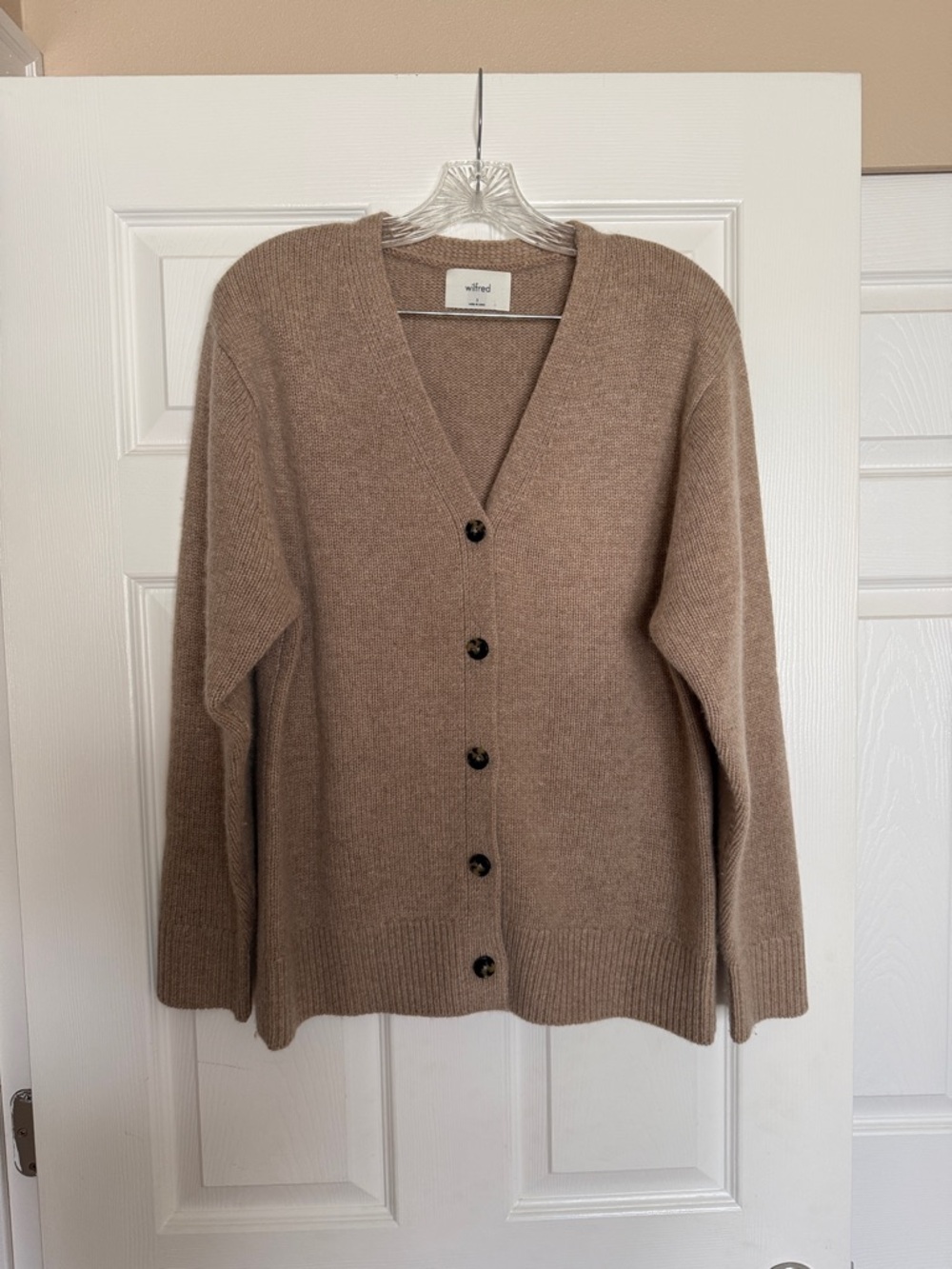 Aritzia Wilfred Heather Gold Camel Cashmere Cardigan S